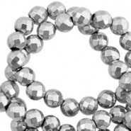 Hematite Perlen rund 4mm Facett geschliffen Light grey